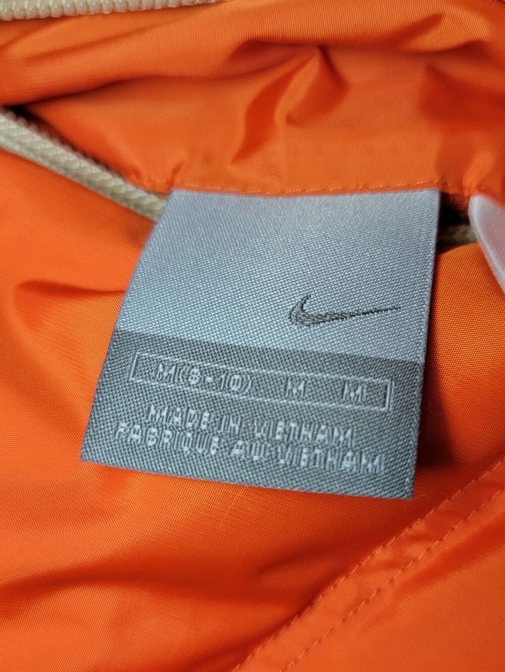 Vintage Nike Bright Orange/Cream Quilted Down Puffer Vest Reversible Size M - Picture 12 of 15